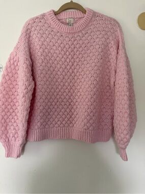 a new day Soft Pink Diamond-Pattern Crewneck Sweater women size M